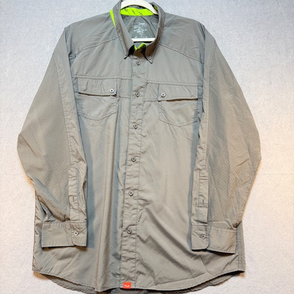Huk Fishing Shirt Mens XL Gray Long Sleeve Ventilated Button Down Performance - Picture 3 of 13